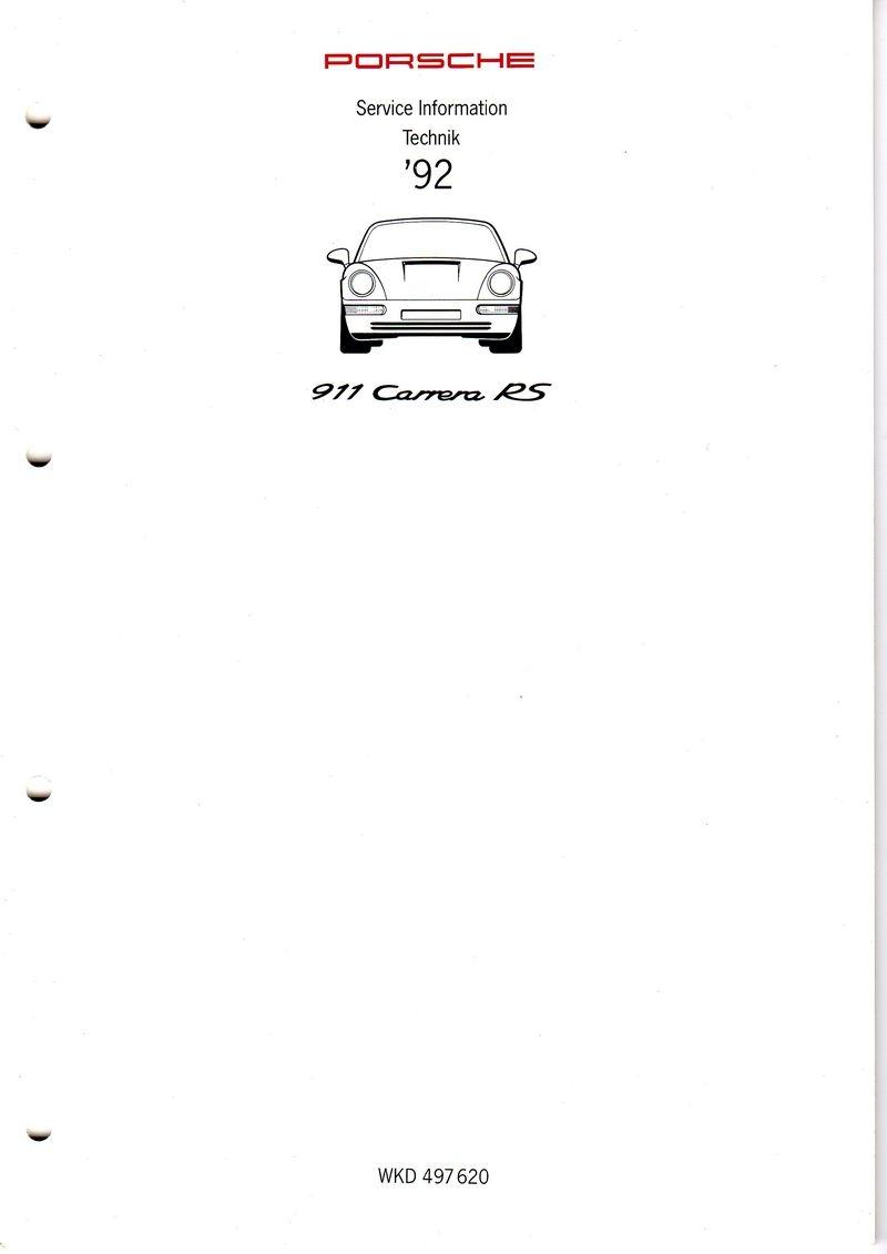 Porsche Club of America - The Mart - Wanted: 1992 RoW Carrera RS Service Technik (English)
