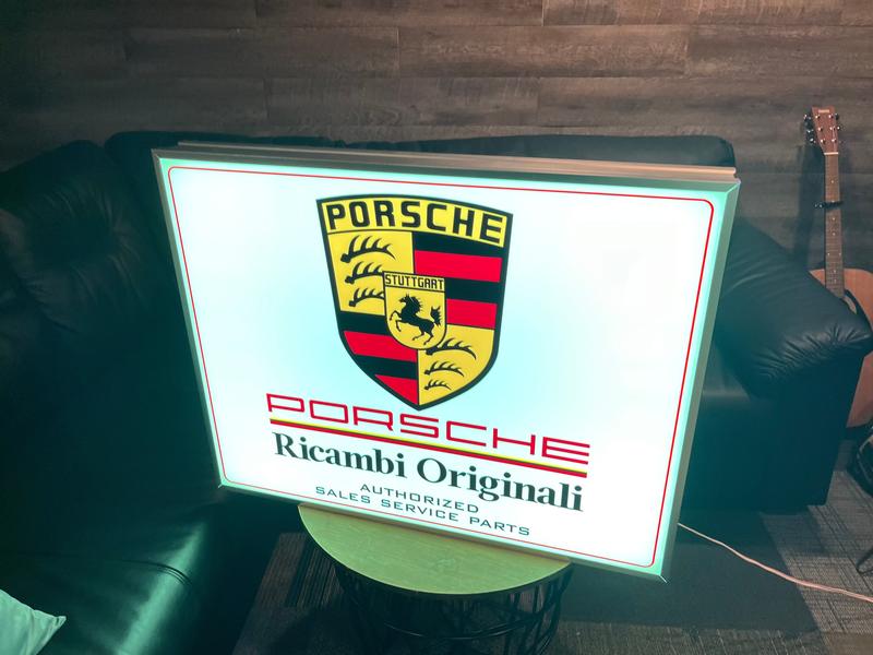 Porsche Club of America - The Mart - 1980s Porsche Ricambi Originali Illuminated Dealership Sign (31 x 24)