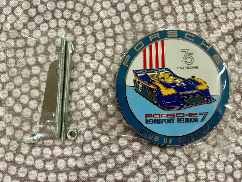 Porsche Club of America - The Mart - Rennsport Reunion 7 Porsche 75th Anniversary PCA Enameled Grille Badge-In Box